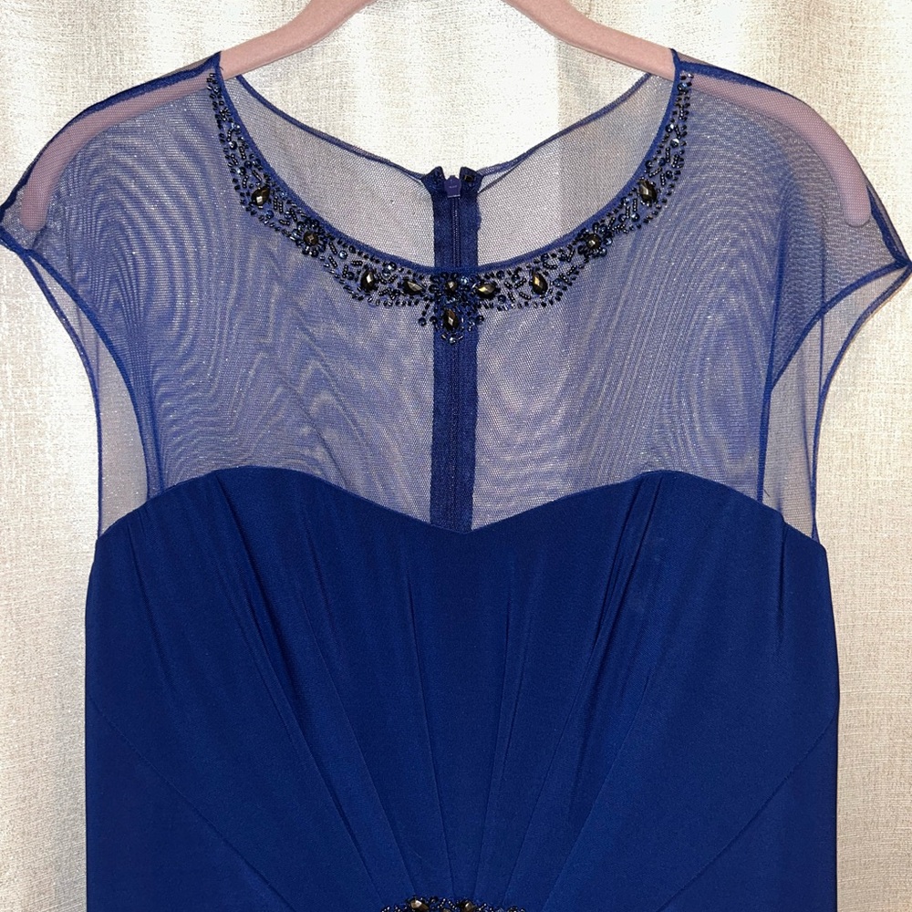 Patra Royal Blue Sheer Neckline Dress